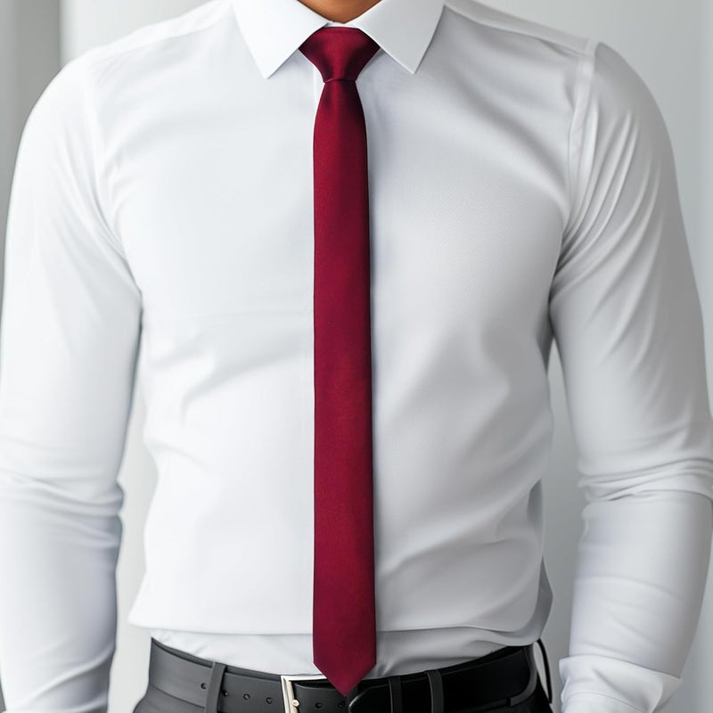DR ANISON Skinny Tie Men Women 2" (5CM) Slim Necktie Solid Thin Ties Formal - Image 5